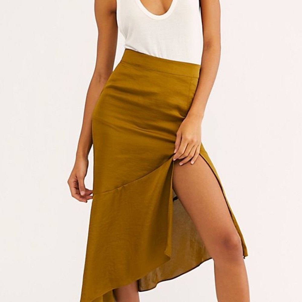 NWT Free People Lola Slit Midi Skirt